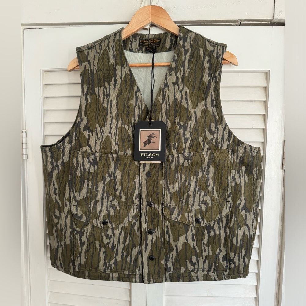 Filson Rugged Twill Cruiser Vest size L Mossy Oak Bottomland 1sts
